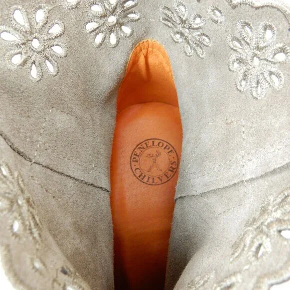PENELOPE CHILVERS Calie Broderie Suede Cowboy Boots Bootie 36 5 Sand NEW $375 - Picture 11 of 14